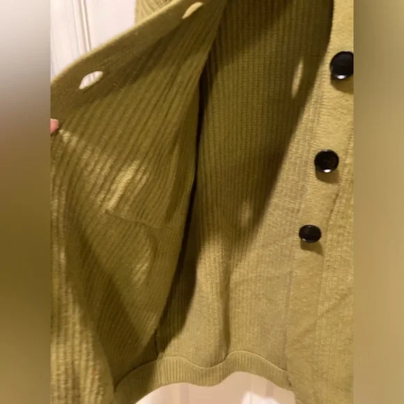 Silk Maison 100% Wool Career Office Chunky Avocado Green Fall Sweater Coat SZ S - Picture 16 of 16